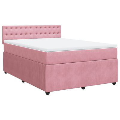 vidaXL Boxspringbett mit Matratze Rosa 140x200 cm Samt