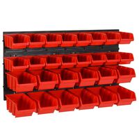 vidaXL 30-tlg Stapelboxen-Wandregal Rot & Schwarz 77x39cm Polypropylen