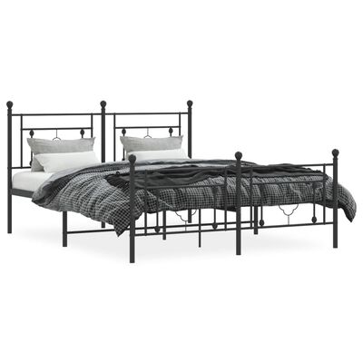 vidaXL Metallbett ohne Matratze mit Fußteil Schwarz 160x200 cm