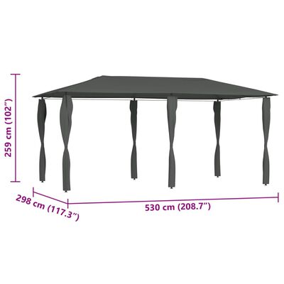 vidaXL Pavillon mit Pfostenverkleidung 2,98x5,3x2,59 m Grau 160 g/m²