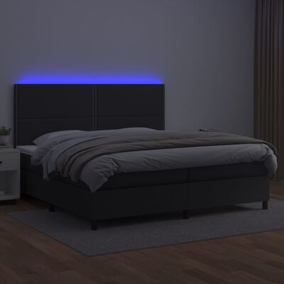 vidaXL Boxspringbett mit Matratze & LED Schwarz 200x200 cm Kunstleder