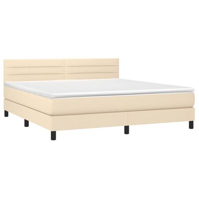 vidaXL Boxspringbett mit Matratze Creme 160x200 cm Stoff