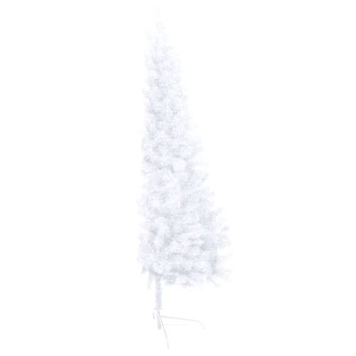 vidaXL Künstlicher Halb-Weihnachtsbaum Beleuchtung Kugeln Weiß 150 cm