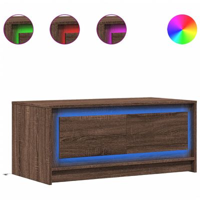 vidaXL LED-Couchtisch Braun Eichen-Optik Holzwerkstoff