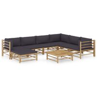 vidaXL 8-tlg. Garten-Lounge-Set mit Dunkelgrauen Kissen Bambus