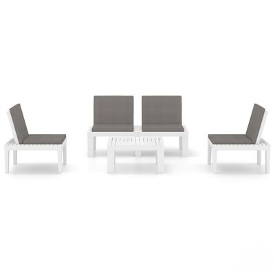 vidaXL 4-tlg. Garten-Lounge-Set mit Kissen Kunststoff Weiß