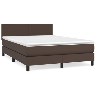 vidaXL Boxspringbett mit Matratze Braun 140x200 cm Kunstleder