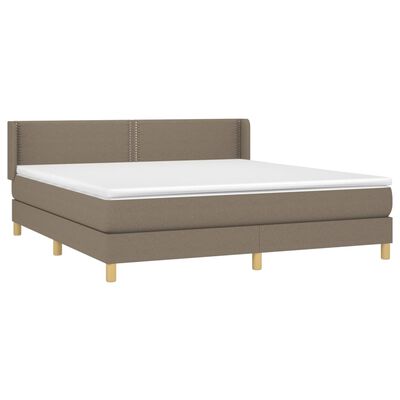 vidaXL Boxspringbett mit Matratze Taupe 160x200 cm Stoff