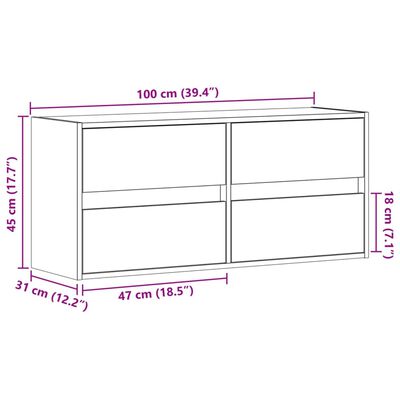 vidaXL TV-Wandschrank mit LED-Beleuchtung Sonoma-Eiche 100x31x45 cm