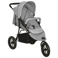 vidaXL Kinderwagen Hellgrau Stahl