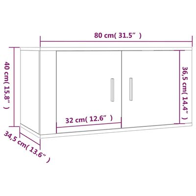 vidaXL 3-tlg. TV-Schrank-Set Räuchereiche Holzwerkstoff