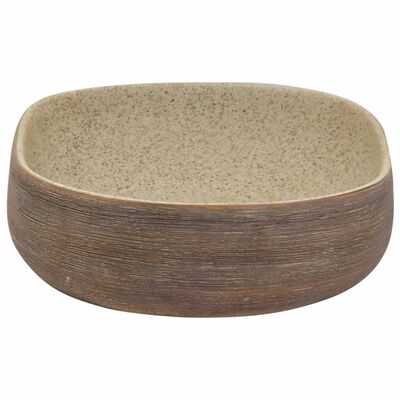 vidaXL Aufsatzwaschbecken Sandfarben Braun Oval 59x40x14 cm Keramik