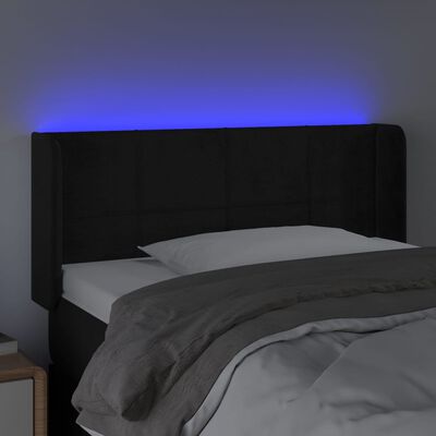 vidaXL LED Kopfteil Schwarz 93x16x78/88 cm Samt