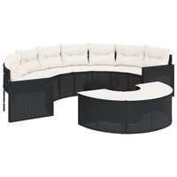 vidaXL 3-tlg. Garten-Sofagarnitur Halbrund Schwarz Poly-Rattan