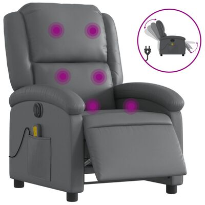 vidaXL Massagesessel Elektrisch Grau Kunstleder