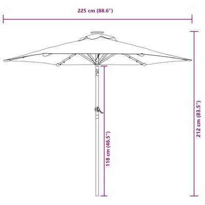 vidaXL Sonnenschirm mit LED und Stahlmast Grün 225x225x212 cm