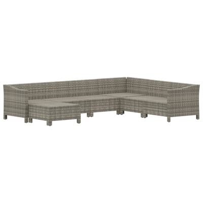 vidaXL 7-tlg. Garten-Lounge-Set mit Kissen Grau Poly Rattan