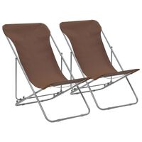 vidaXL Klappbare Strandstühle 2 Stk. Stahl und Oxford-Gewebe Braun