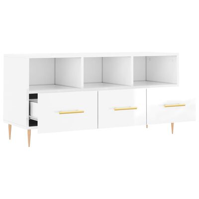 vidaXL TV-Schrank Hochglanz-Weiß 102x36x50 cm Holzwerkstoff