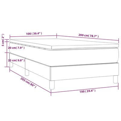 vidaXL Boxspringbett mit Matratze Creme 100x200 cm Stoff