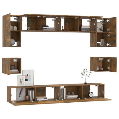 vidaXL 8-tlg. TV-Schrank-Set Räuchereiche Holzwerkstoff