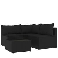 vidaXL 4-tlg. Garten-Lounge-Set mit Kissen Schwarz Poly Rattan