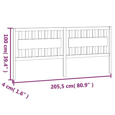 vidaXL Kopfteil Weiß 205,5x4x100 cm Massivholz Kiefer