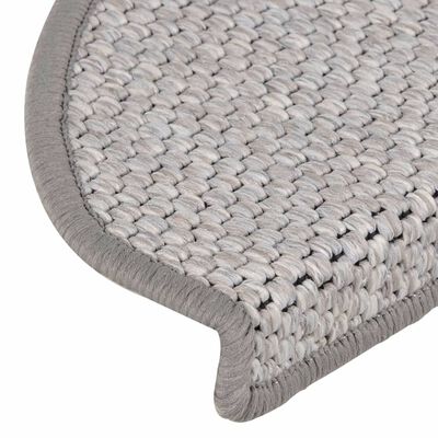 vidaXL Treppenmatten Selbstklebend Sisal-Look 15 Stk. 65x21x4 Platina