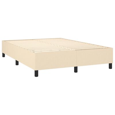 vidaXL Boxspringbett mit Matratze Creme 140x190 cm Stoff