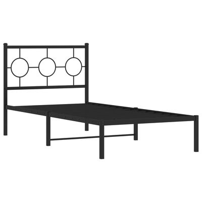 vidaXL Bettgestell mit Kopfteil Metall Schwarz 90x190 cm