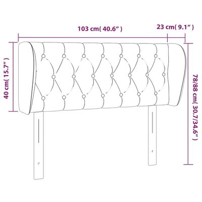 vidaXL Kopfteil mit Ohren Dunkelgrau 103x23x78/88 cm Samt