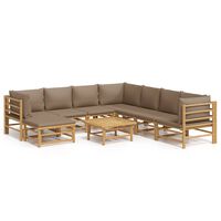 vidaXL 9-tlg. Garten-Lounge-Set mit Kissen Taupe Bambus