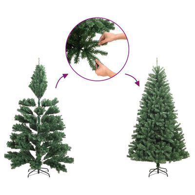 vidaXL Weihnachtsbaum Schlank mit Echtholz und Zapfen Grün 150 cm PVC