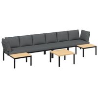 vidaXL 5-tlg. Garten-Sofagarnitur mit Kissen Schwarz Aluminium