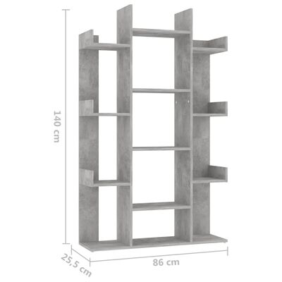 vidaXL Bücherregal Betongrau 86x25,5x140 cm Holzwerkstoff