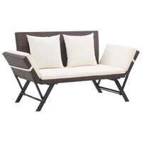 vidaXL Gartenbank mit Auflagen 176 cm Braun Poly Rattan