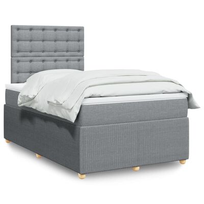 vidaXL Boxspringbett mit Matratze Hellgrau 120x190 cm Stoff