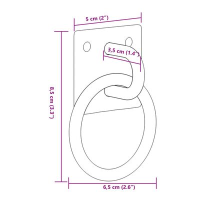 vidaXL Anbinderinge mit Platten 3 Stk. Silbern Stahl