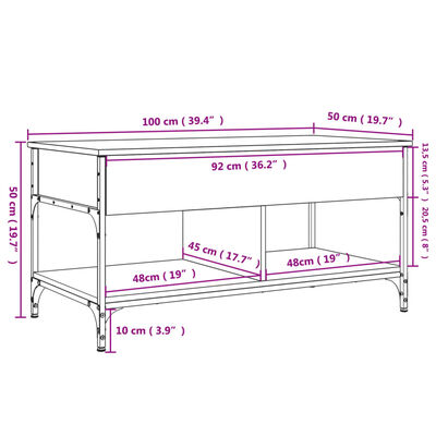 vidaXL Couchtisch Schwarz 100x50x50 cm Holzwerkstoff und Metall