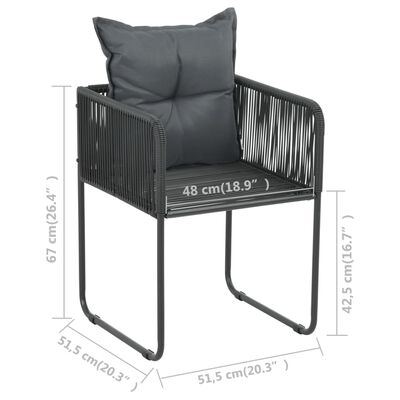 vidaXL 5-tlg. Garten-Essgruppe PVC Rattan Schwarz