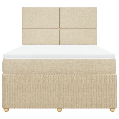 vidaXL Boxspringbett mit Matratze Creme 140x190 cm Stoff