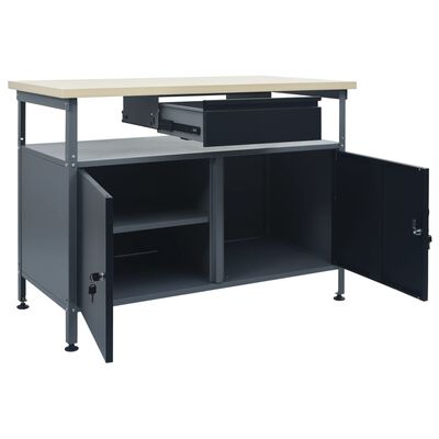 vidaXL Werkbank Schwarz 120x60x85 cm Stahl