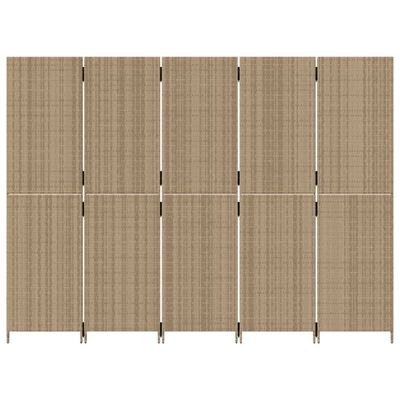 vidaXL Paravent 5-tlg. Beige Poly Rattan