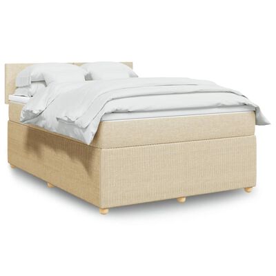 vidaXL Boxspringbett mit Matratze Creme 160x200 cm Stoff