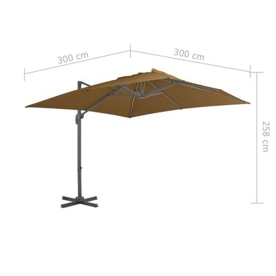 vidaXL Ampelschirm mit Aluminium-Mast 300x300 cm Taupe