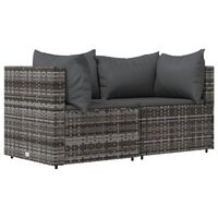 vidaXL Garten-Ecksofas mit Kissen 2 Stk. Grau Poly Rattan