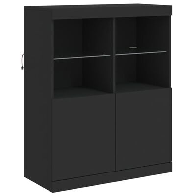 vidaXL Sideboard mit LED-Leuchten Schwarz 283x37x100 cm