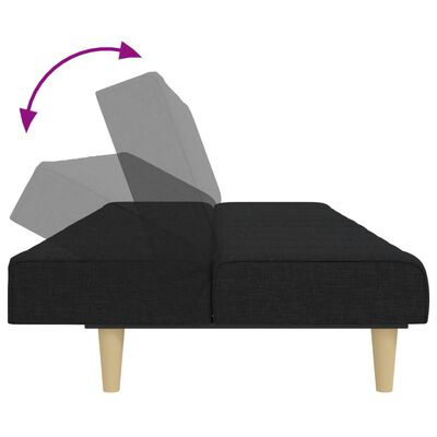 vidaXL Schlafsofa 2-Sitzer mit Fußhocker Schwarz Stoff