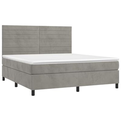 vidaXL Boxspringbett mit Matratze Hellgrau 180x200 cm Samt