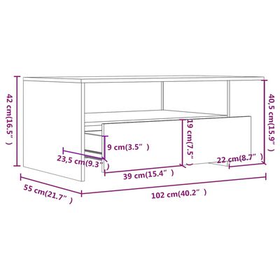 vidaXL Couchtisch Weiß 102x55x42 cm Holzwerkstoff